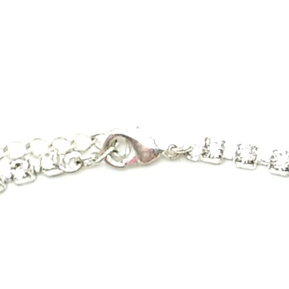 Crystal Rhinestone Choker Necklace Silver-tone Rhodium Plated - Picture 9 of 13